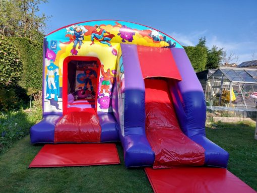 Superhero's Bouncy Castle with Front Slide